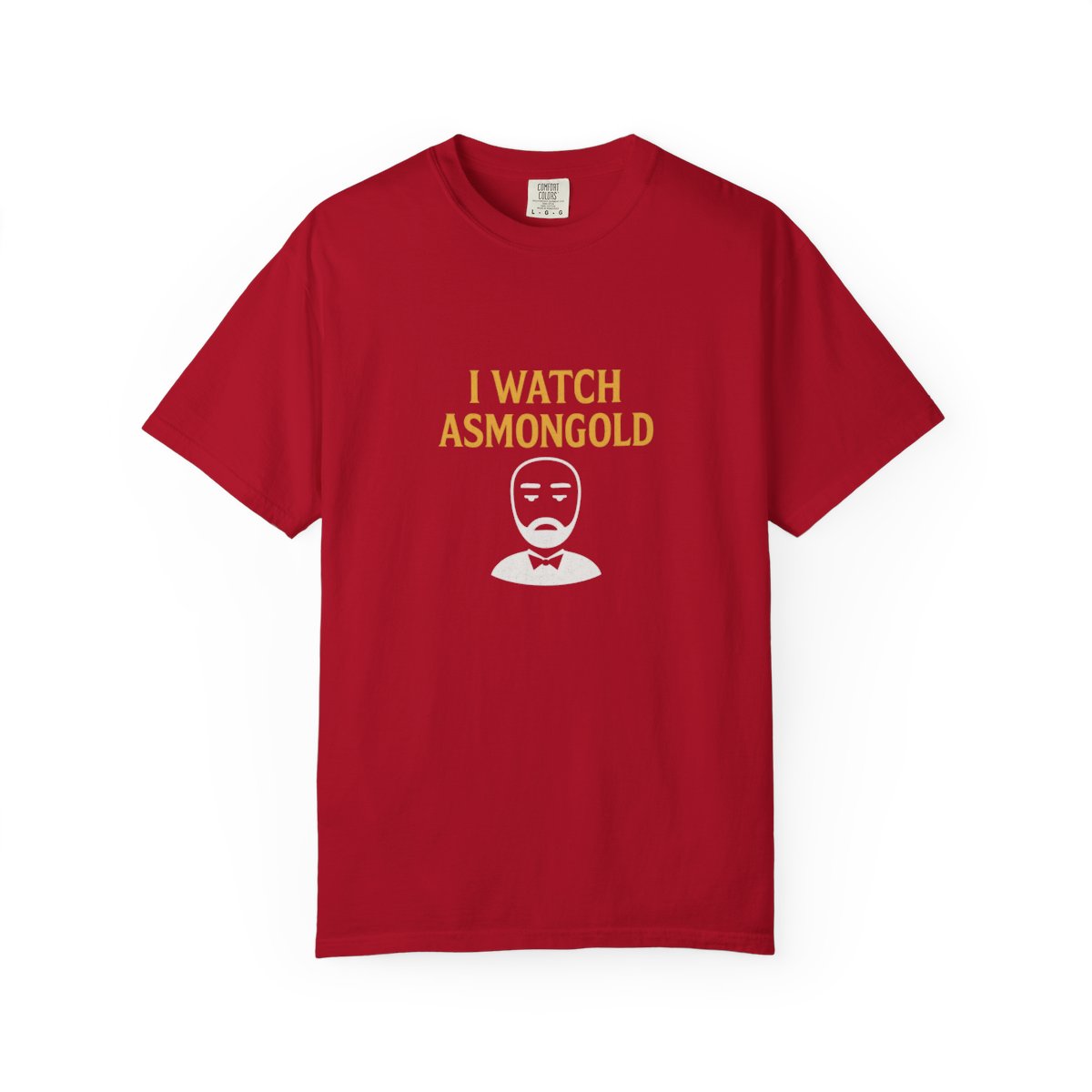 I Watch Asmongold Gold Text Cartoon T-Shirt - alternate angle 3, merchandise